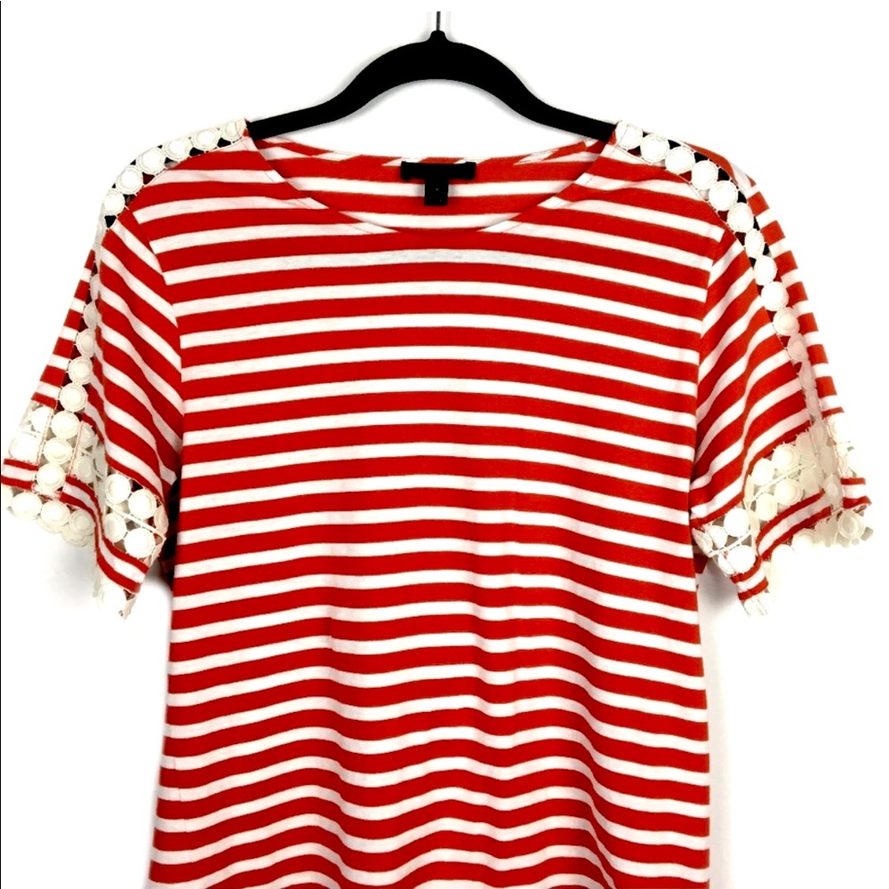 ⚓️J. Crew Lace Embroidered Stripe Top